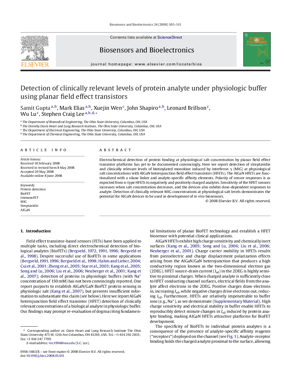 Detection of clinically relevant levels of protein analyte under physiologic buffer using planar field effect transistors