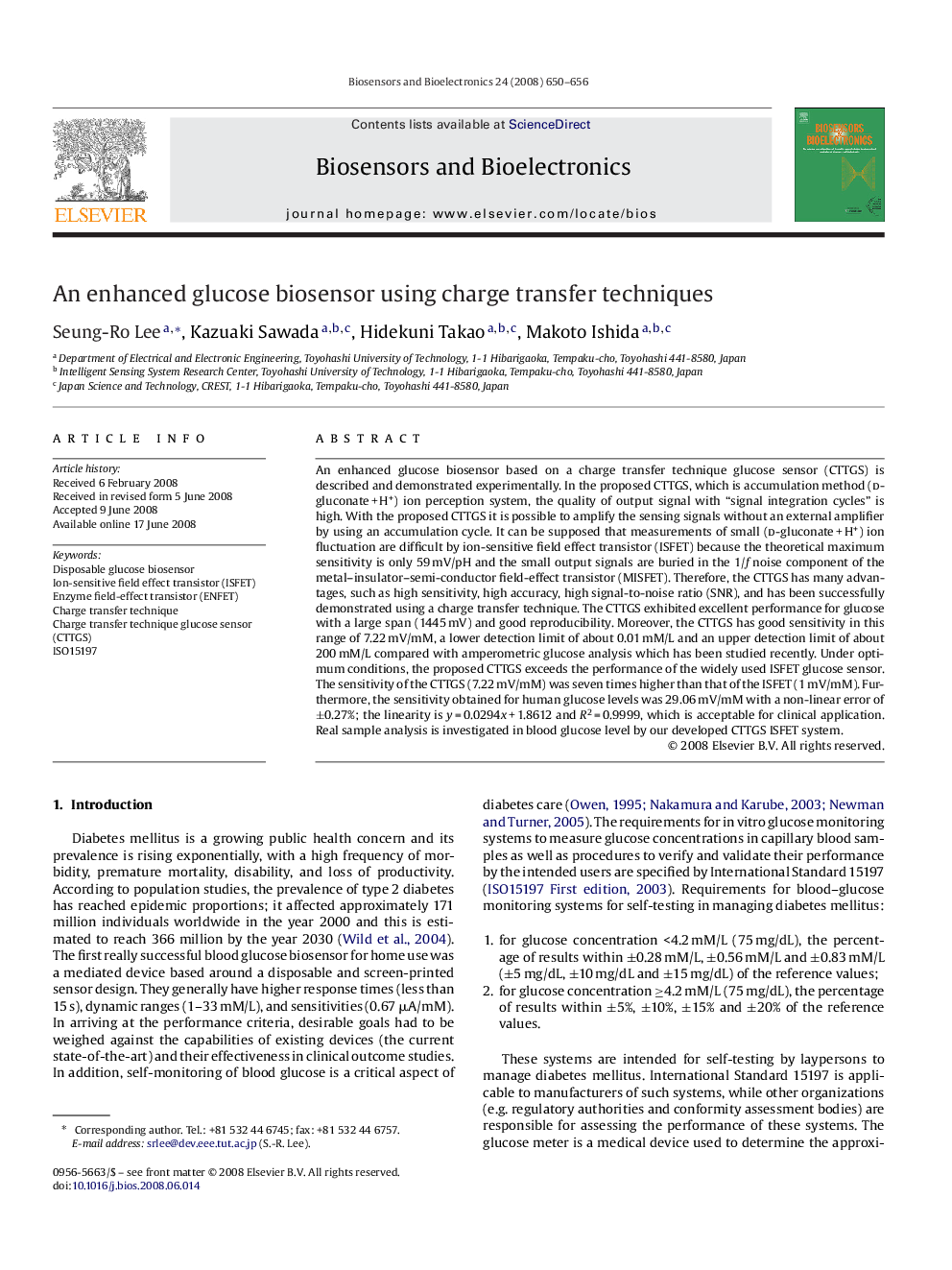 عکس صفحه اول مقاله: An enhanced glucose biosensor using charge transfer techniques An enhanced glucose biosensor using charge transfer techniques