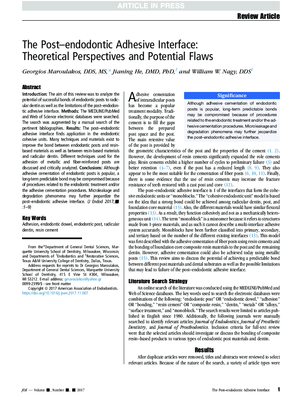 The Post-endodontic Adhesive Interface: Theoretical Perspectives and Potential Flaws