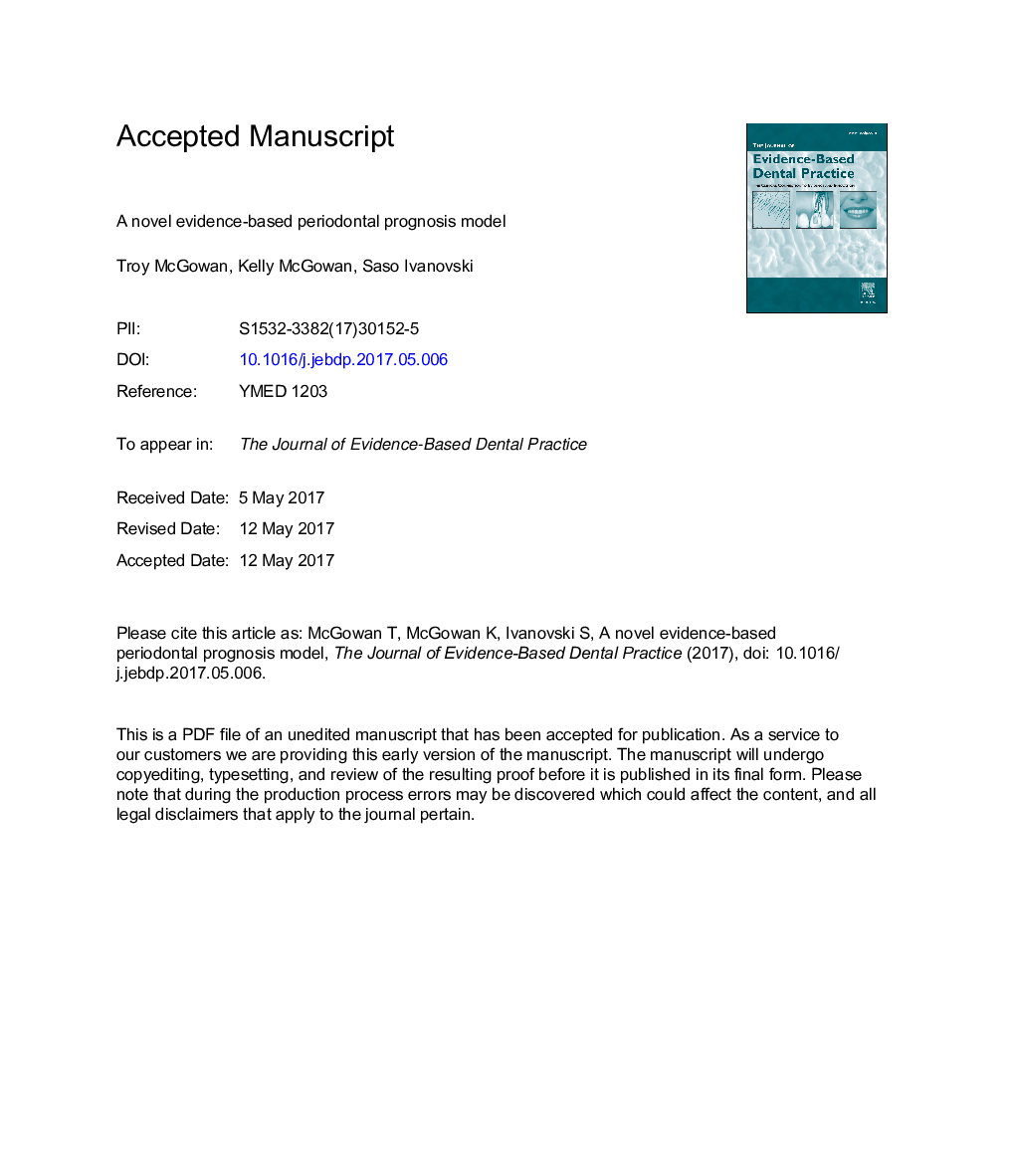 A Novel Evidence-Based Periodontal Prognosis Model