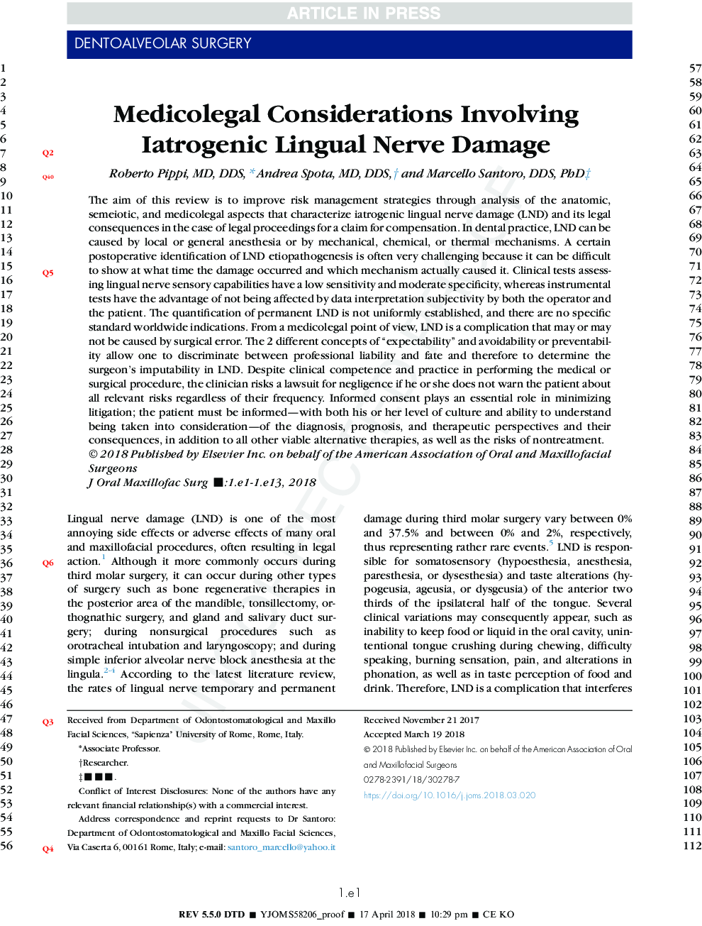 Medicolegal Considerations Involving Iatrogenic Lingual Nerve Damage