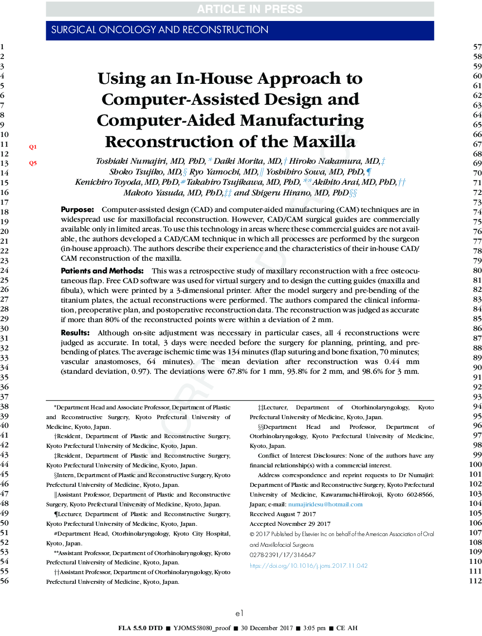 Using an In-House Approach to Computer-Assisted Design and Computer-Aided Manufacturing Reconstruction of the Maxilla