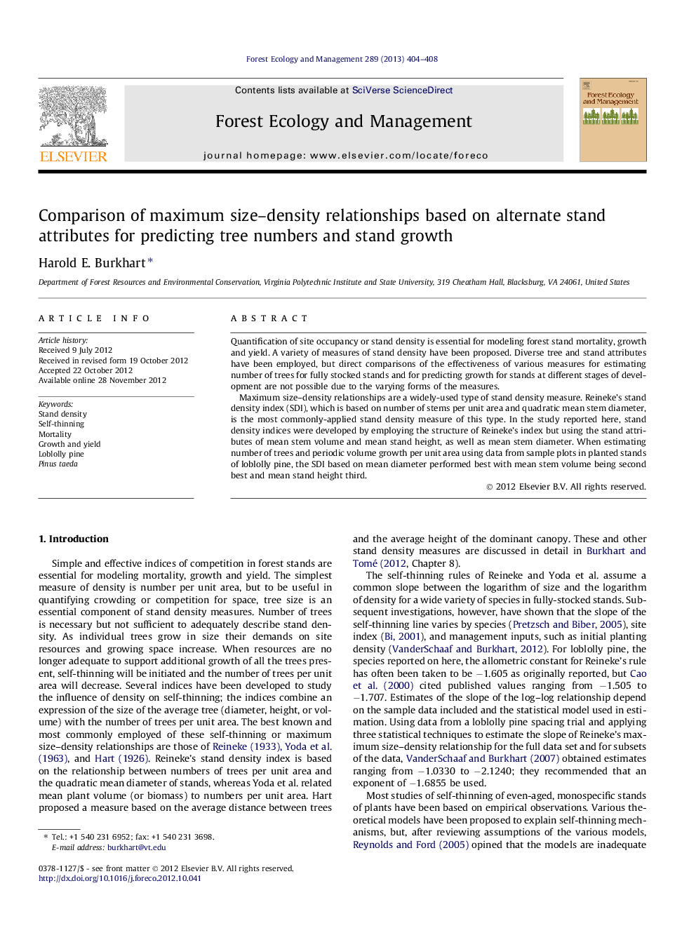 Comparison of maximum size–density relationships based on alternate stand attributes for predicting tree numbers and stand growth