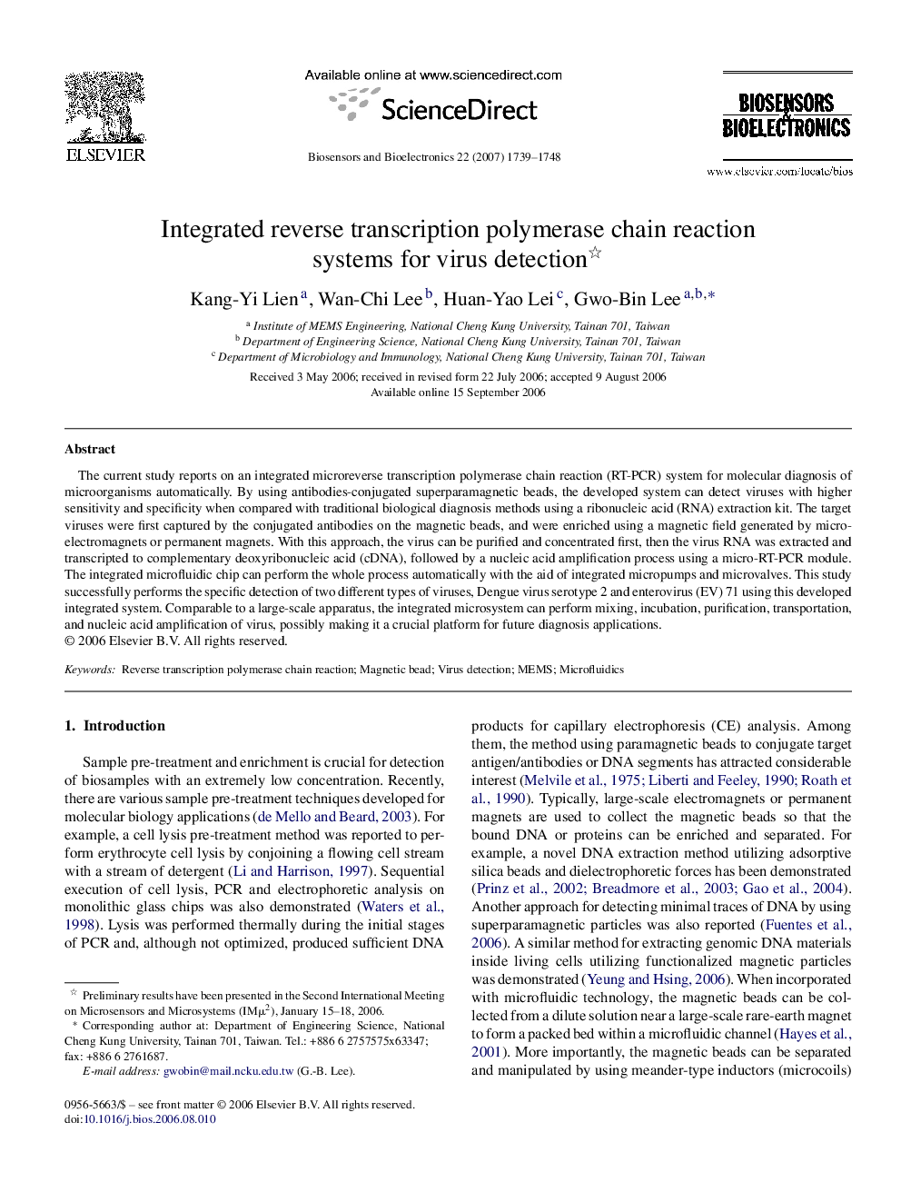 Integrated reverse transcription polymerase chain reaction systems for virus detection 