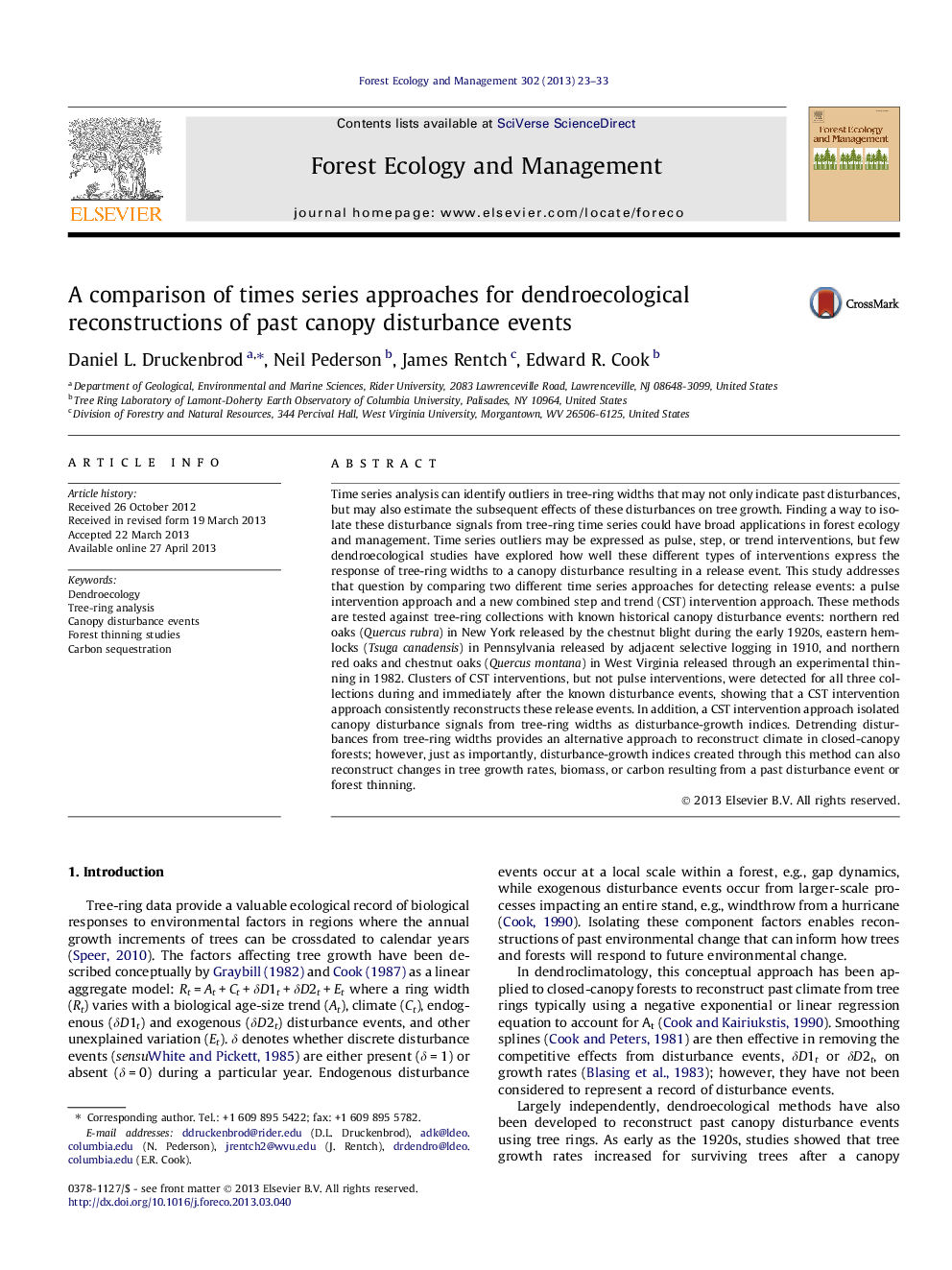 A comparison of times series approaches for dendroecological reconstructions of past canopy disturbance events