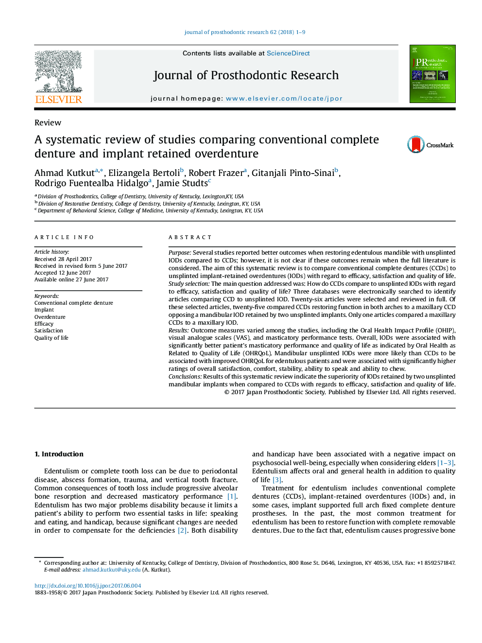 A systematic review of studies comparing conventional complete denture and implant retained overdenture
