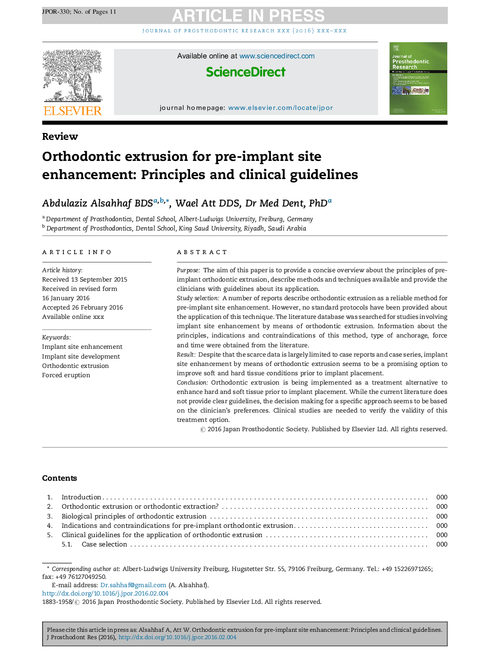 Orthodontic extrusion for pre-implant site enhancement: Principles and clinical guidelines