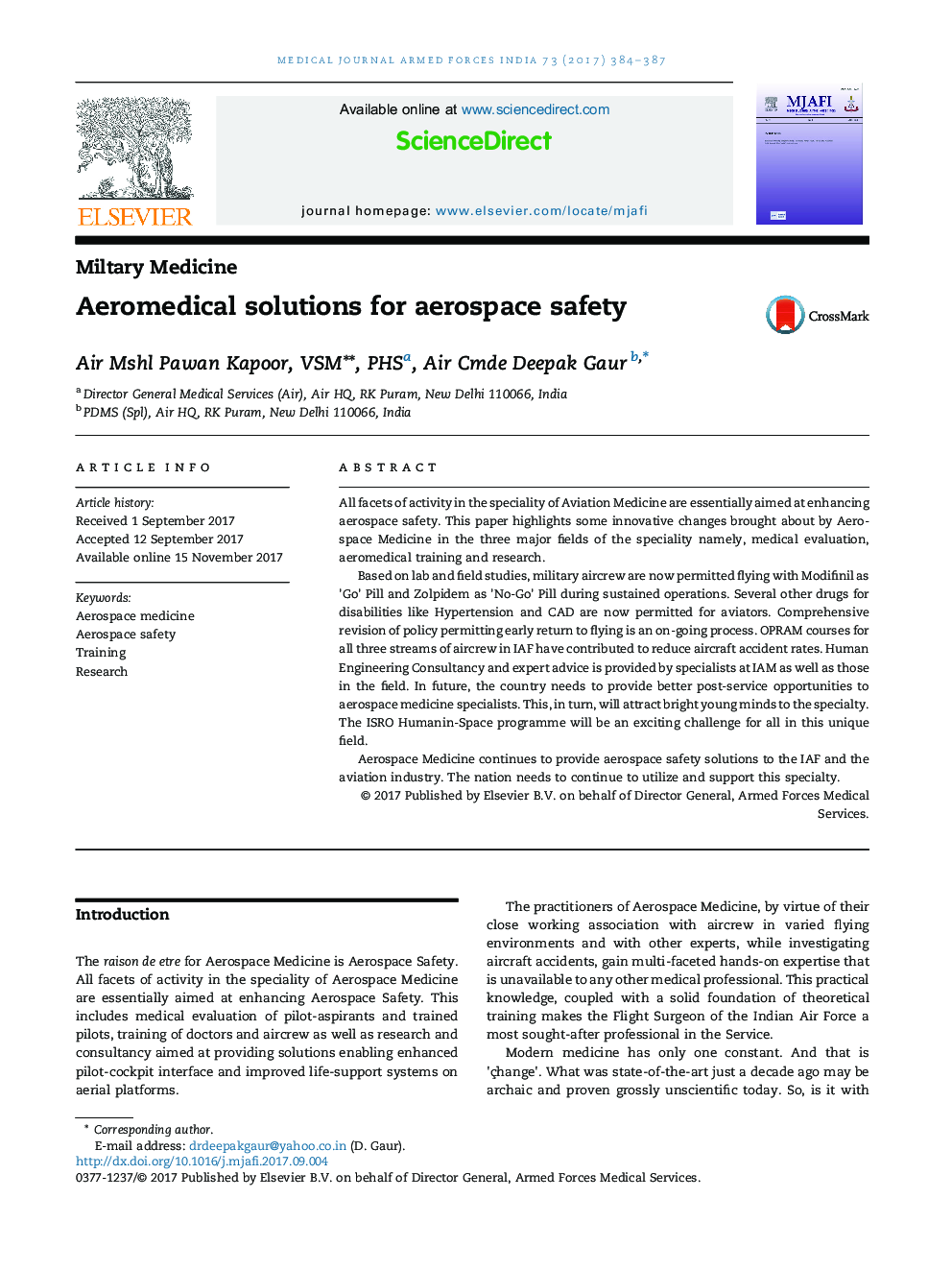 Aeromedical solutions for aerospace safety