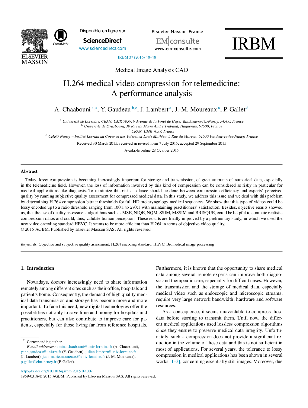 H.264 medical video compression for telemedicine: A performance analysis