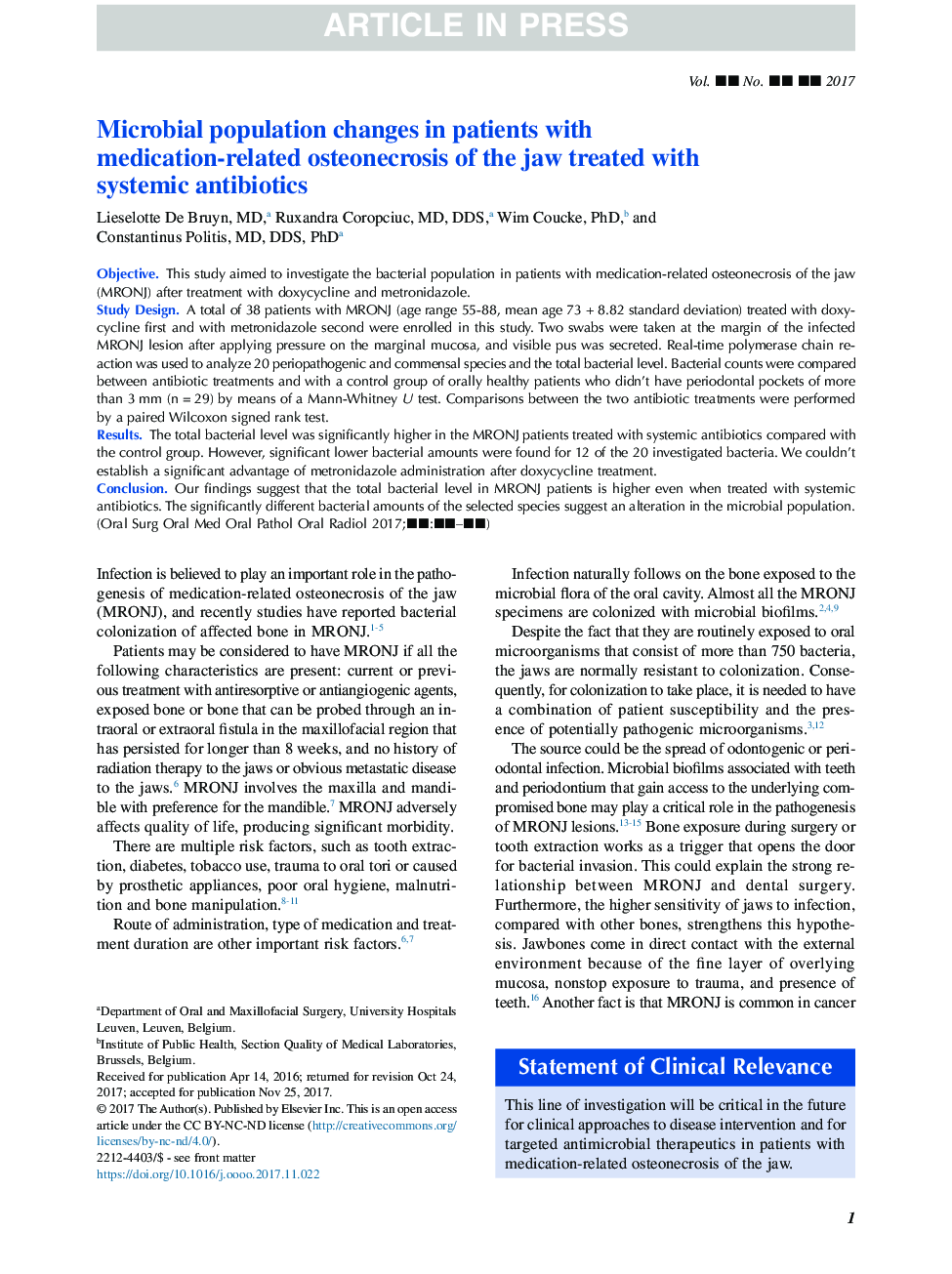 Microbial population changes in patients with medication-related osteonecrosis of the jaw treated with systemic antibiotics