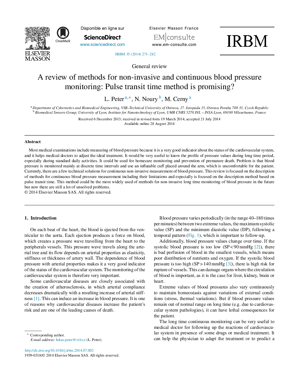 بررسی روش های نظارت بر فشار خون غیرمهاجم و پیوسته: روش زمان گذر پالس امیدوار کننده است؟ 