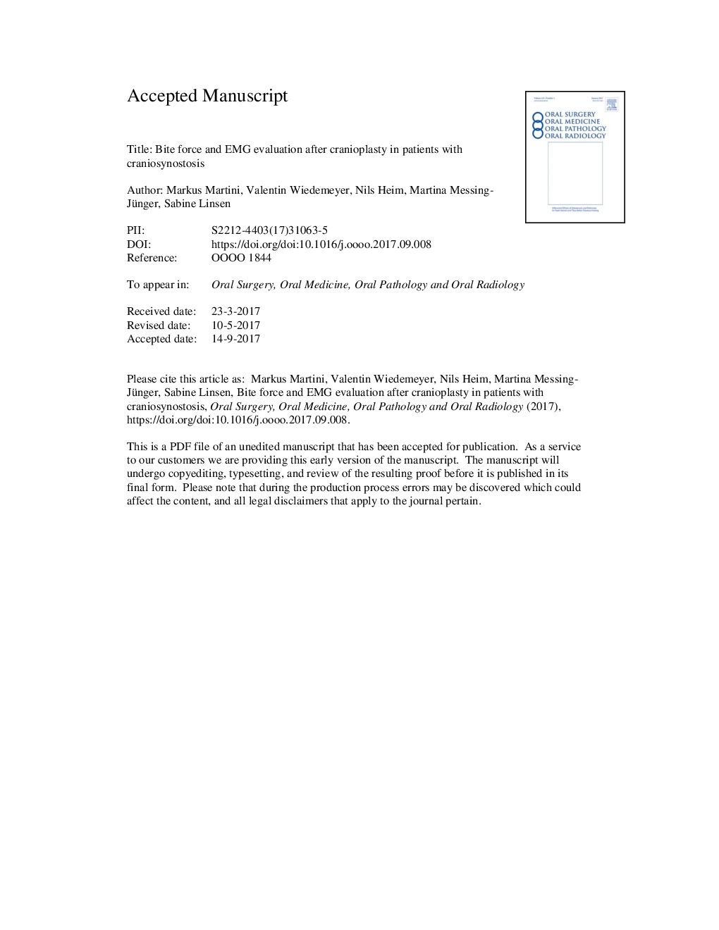 Bite force and electromyography evaluation after cranioplasty in patients with craniosynostosis