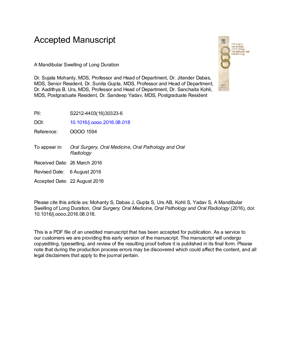 A mandibular swelling of long duration