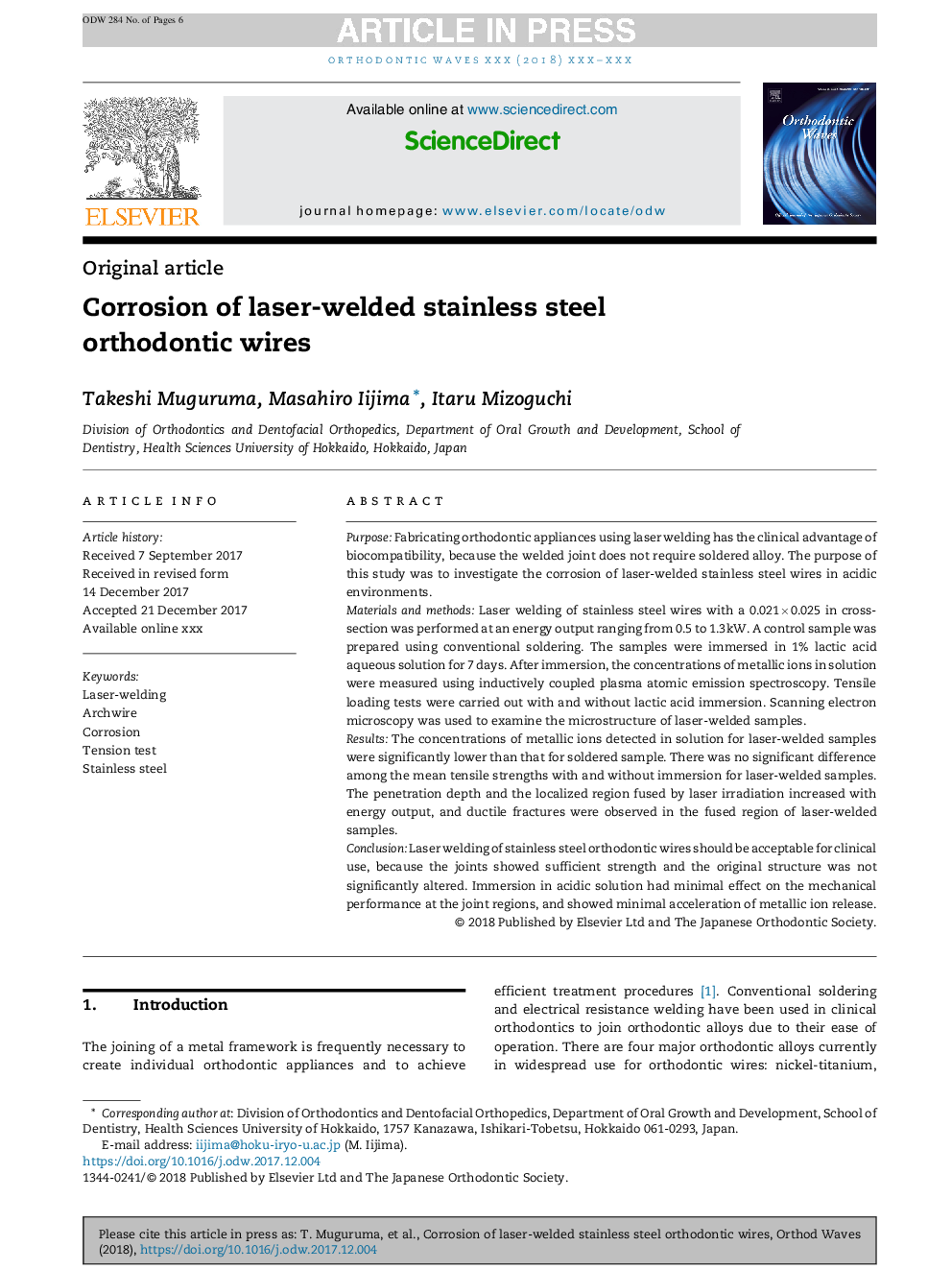 Corrosion of laser-welded stainless steel orthodontic wires