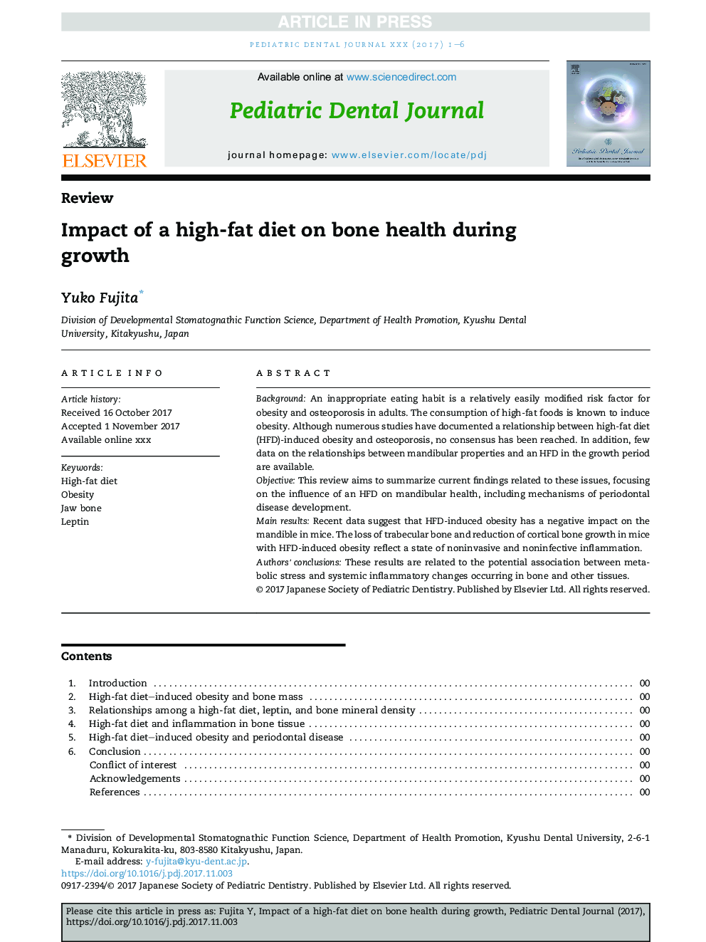 Impact of a high-fat diet on bone health during growth