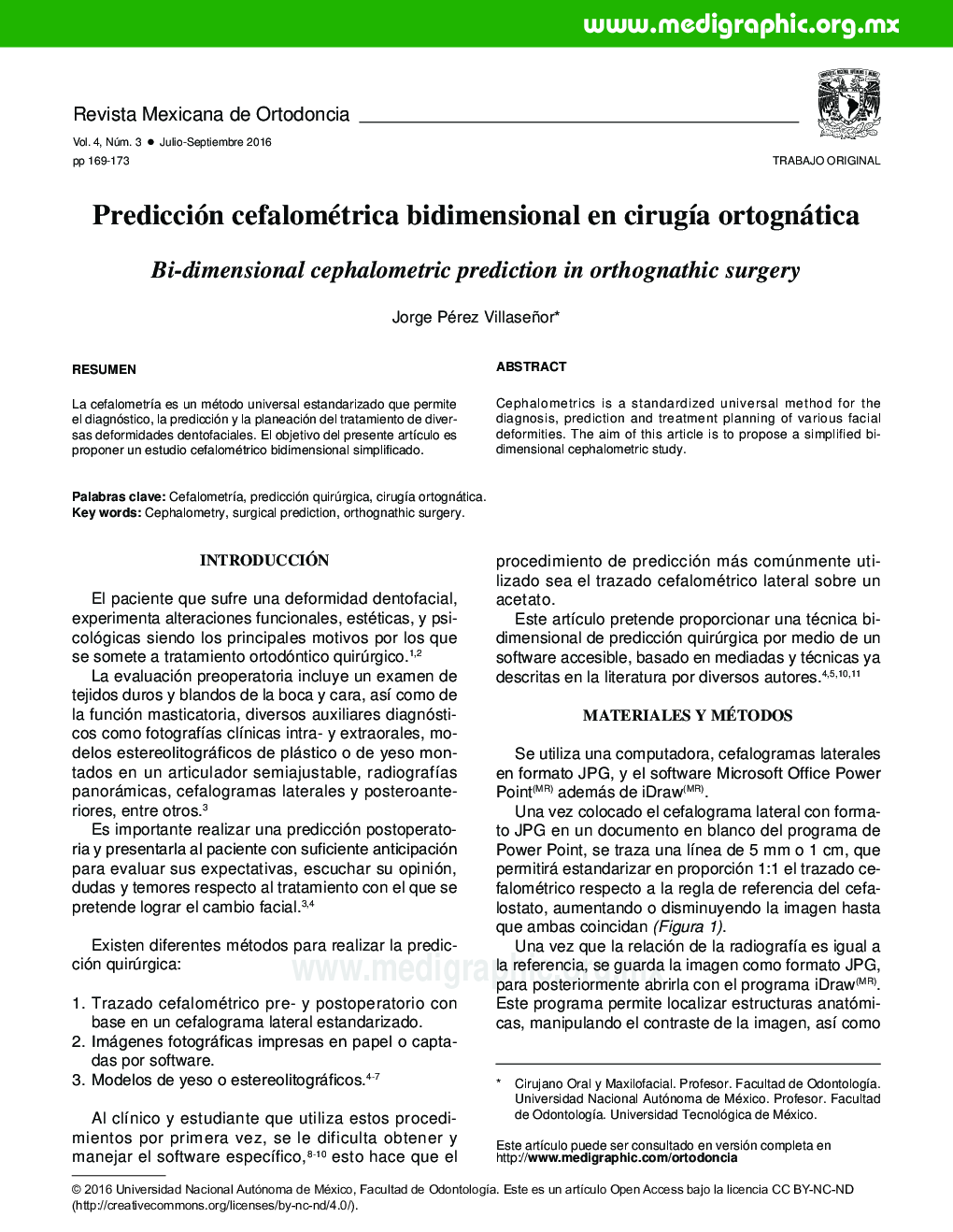 Predicción cefalométrica bidimensional en cirugÃ­a ortognática