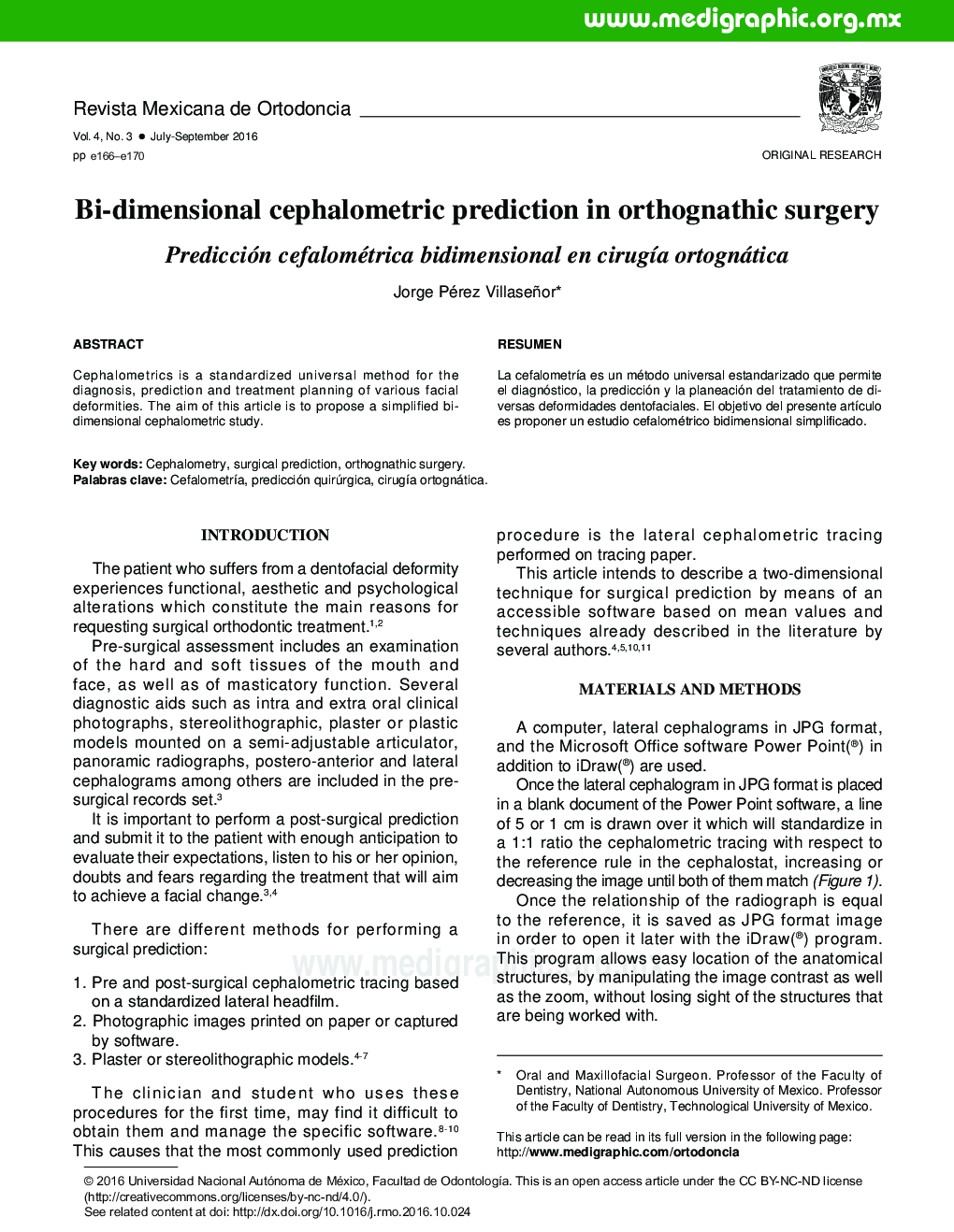 Bi-dimensional cephalometric prediction in orthognathic surgery