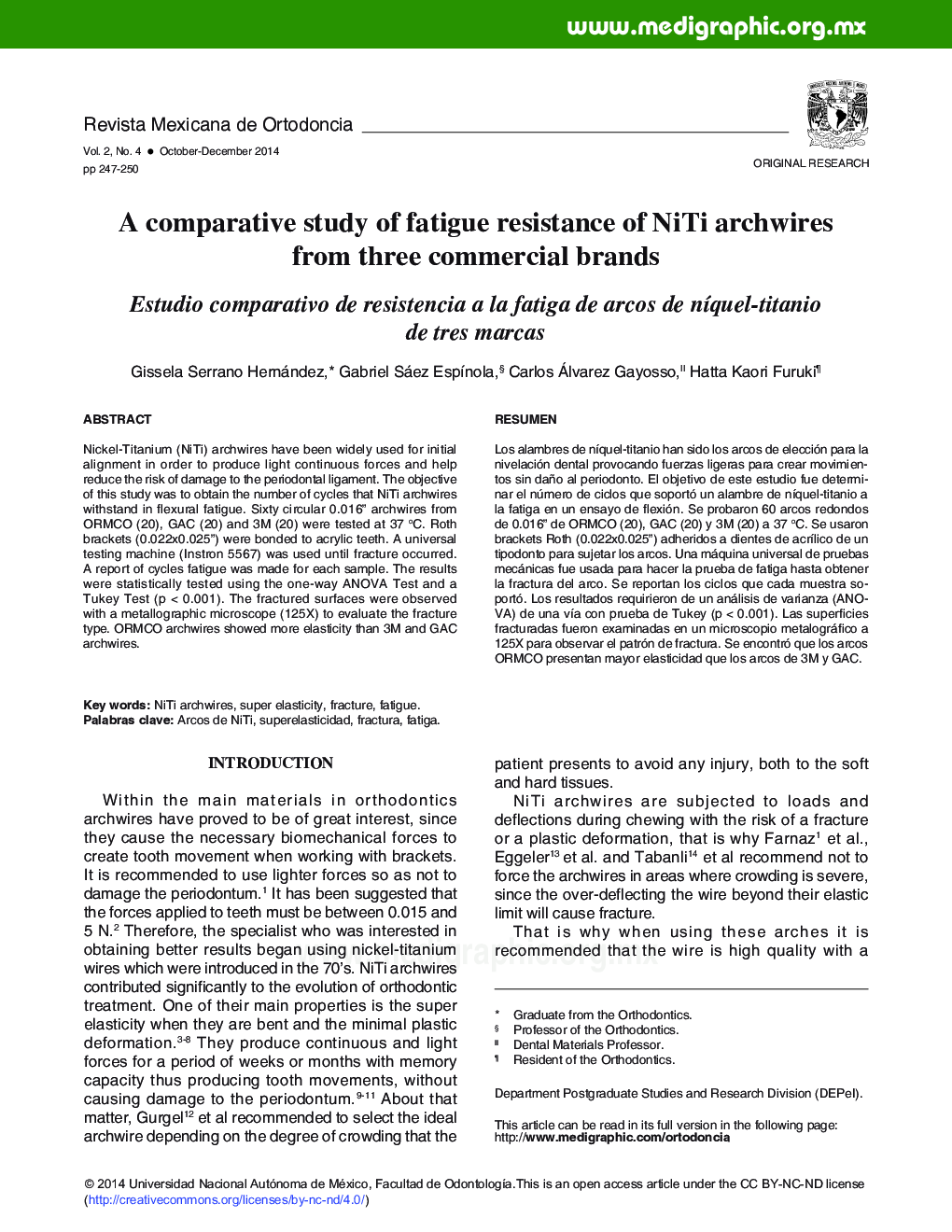 A comparative study of fatigue resistance of NiTi archwires from three commercial brands