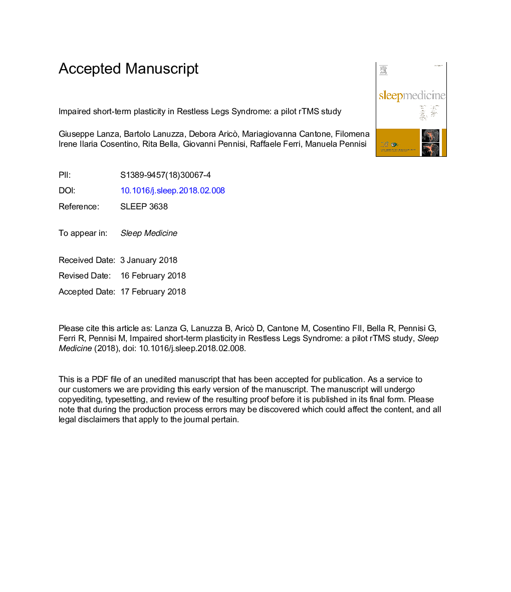 Impaired short-term plasticity in restless legs syndrome: a pilot rTMS study