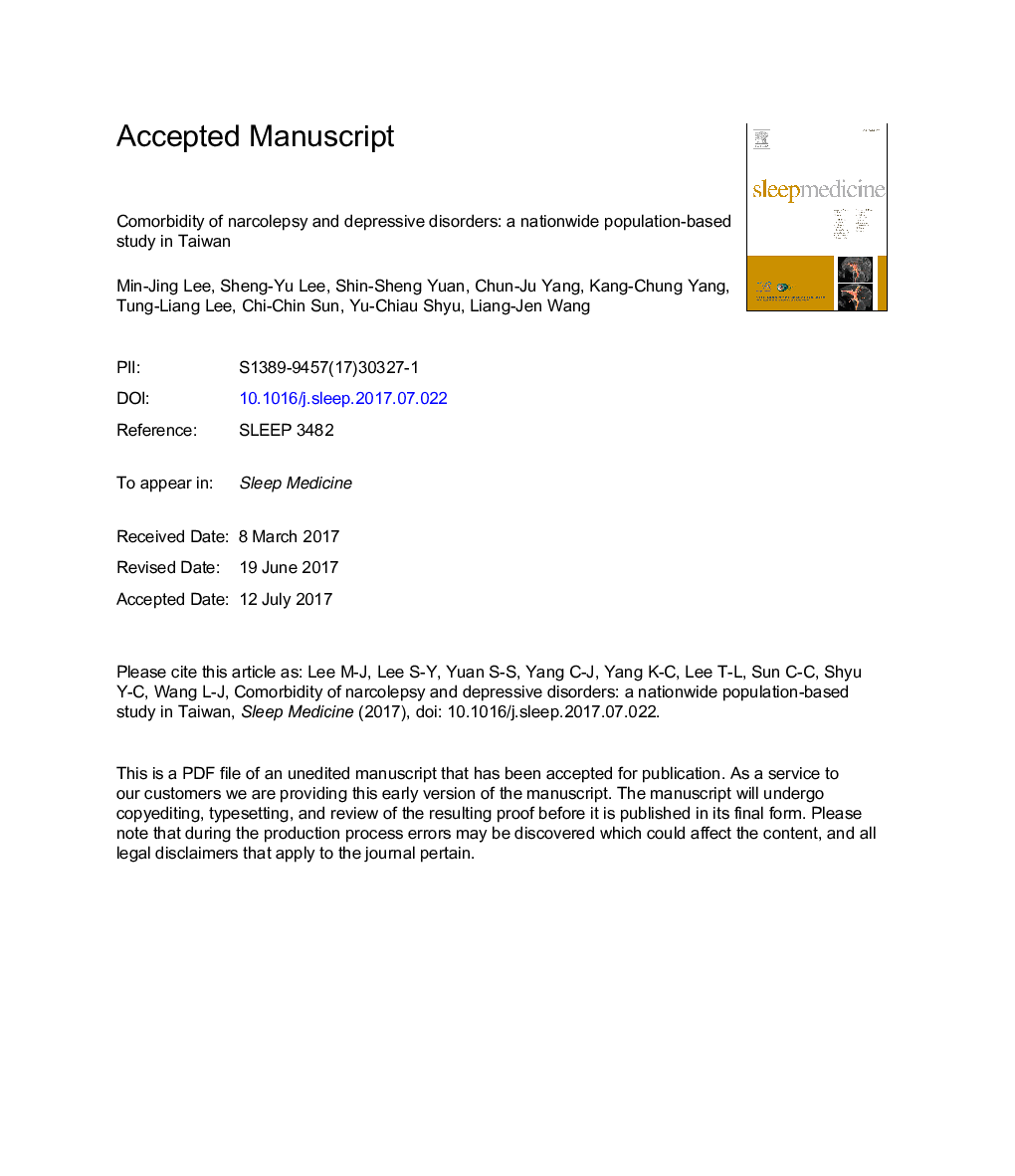 Comorbidity of narcolepsy and depressive disorders: a nationwide population-based study in Taiwan