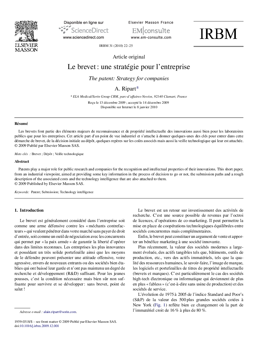 Le brevet : une stratégie pour l’entreprise