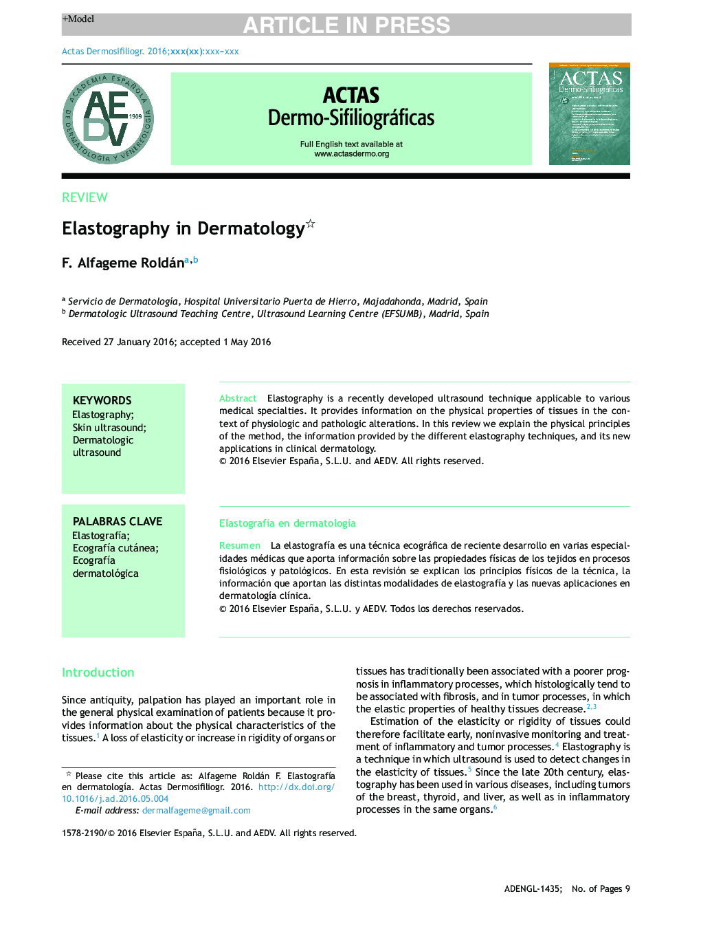 Elastography in Dermatology