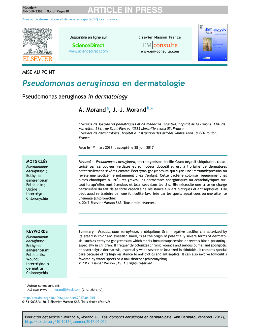 Pseudomonas aeruginosa en dermatologie