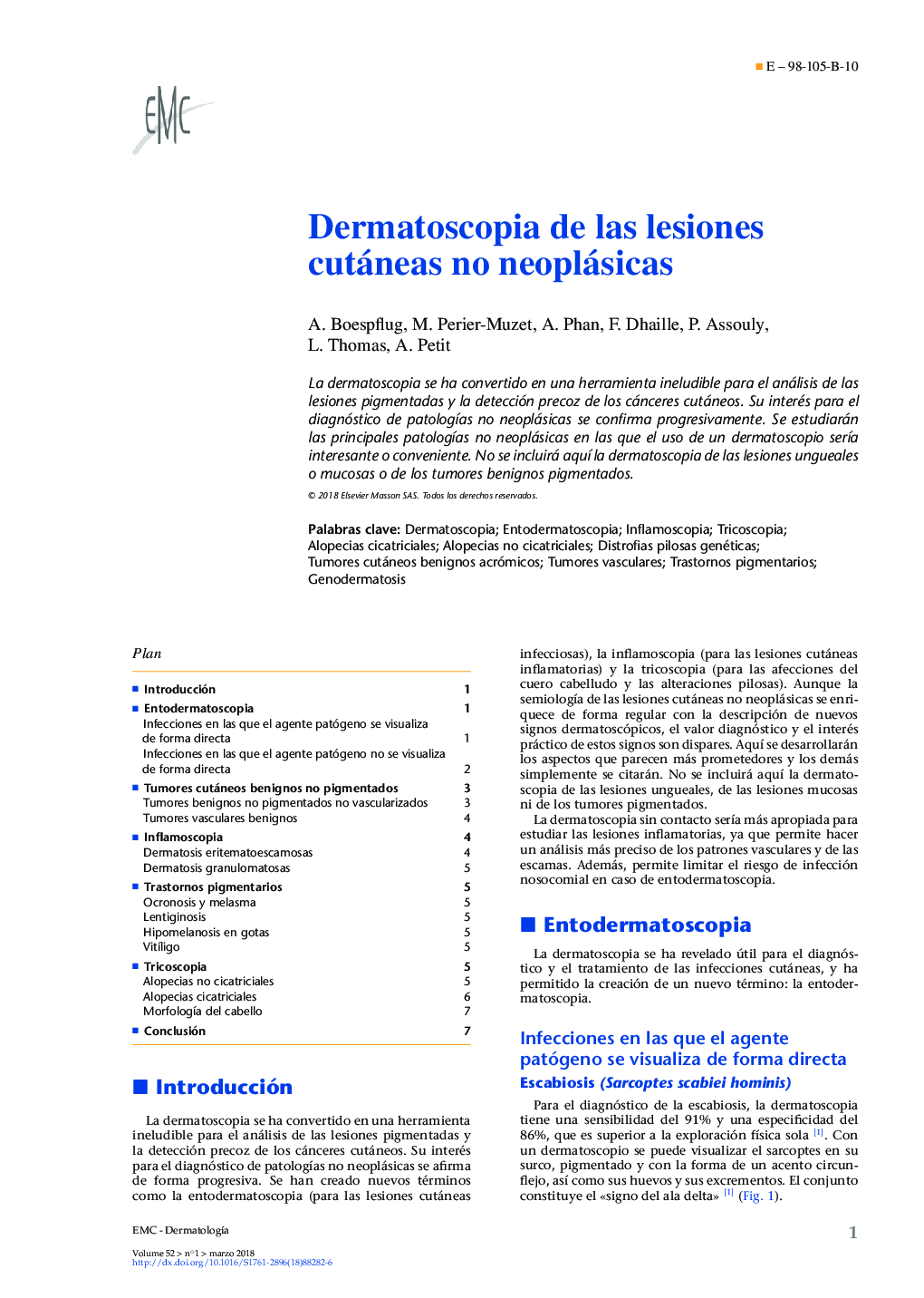 Dermatoscopia de las lesiones cutáneas no neoplásicas