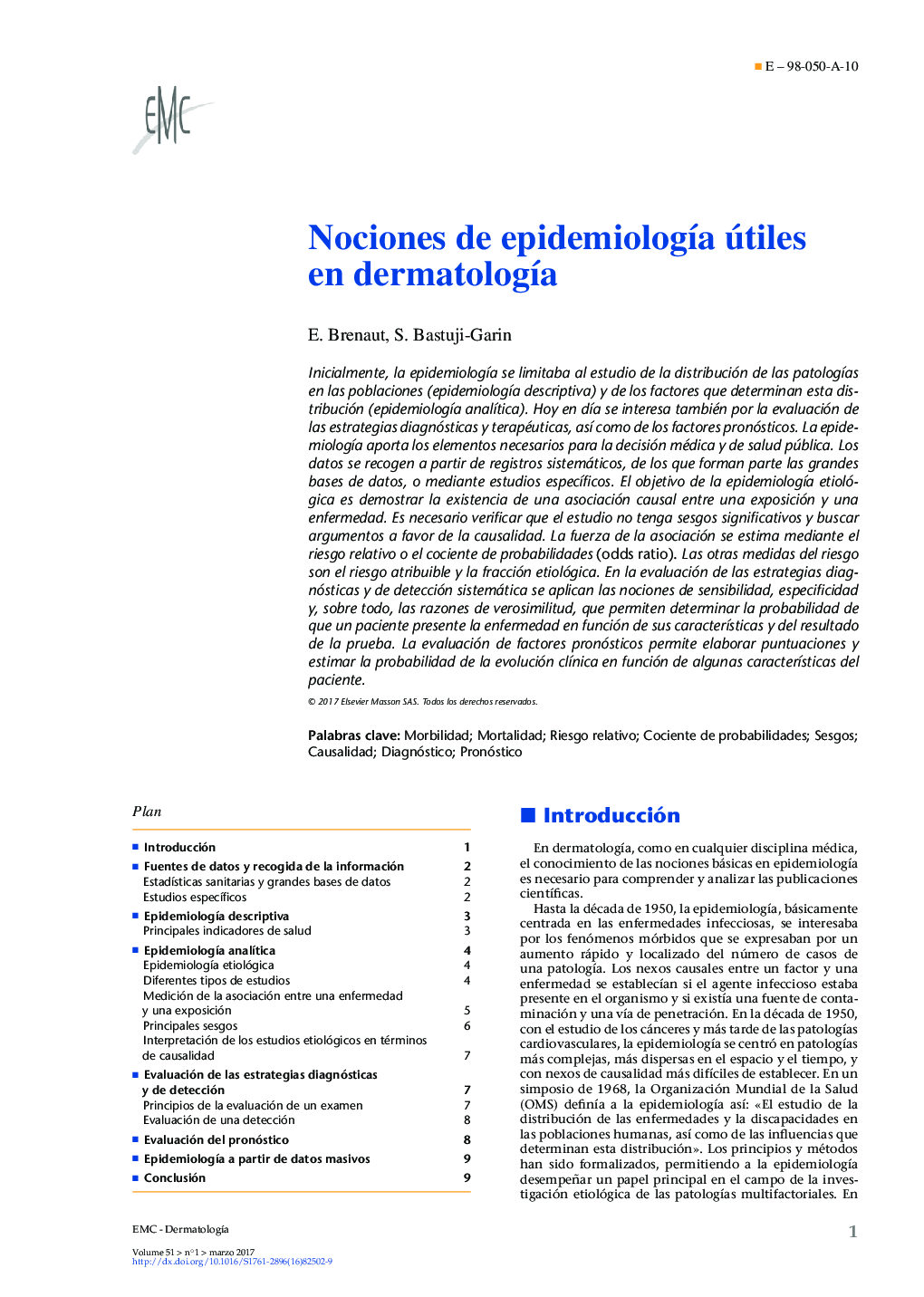 Nociones de epidemiologÃ­a útiles en dermatologÃ­a