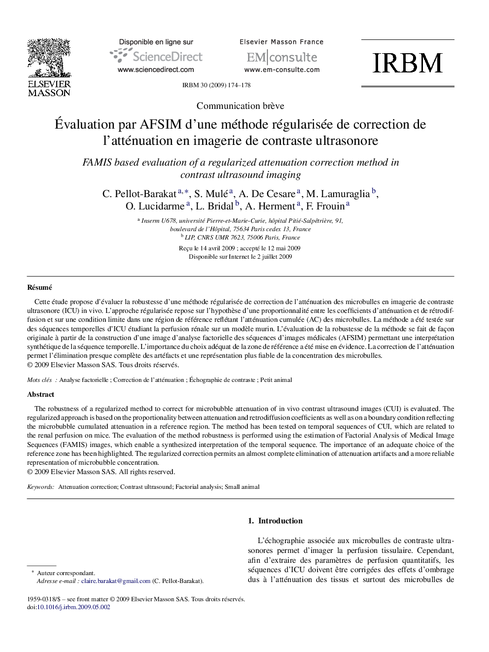 Évaluation par AFSIM d’une méthode régularisée de correction de l’atténuation en imagerie de contraste ultrasonore