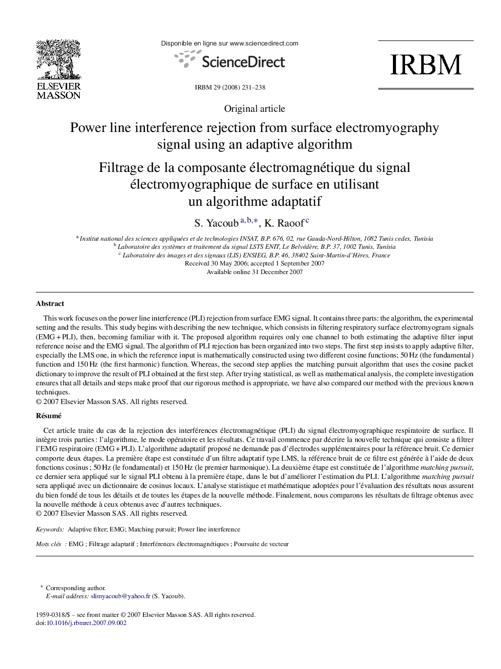 Power line interference rejection from surface electromyography signal using an adaptive algorithm