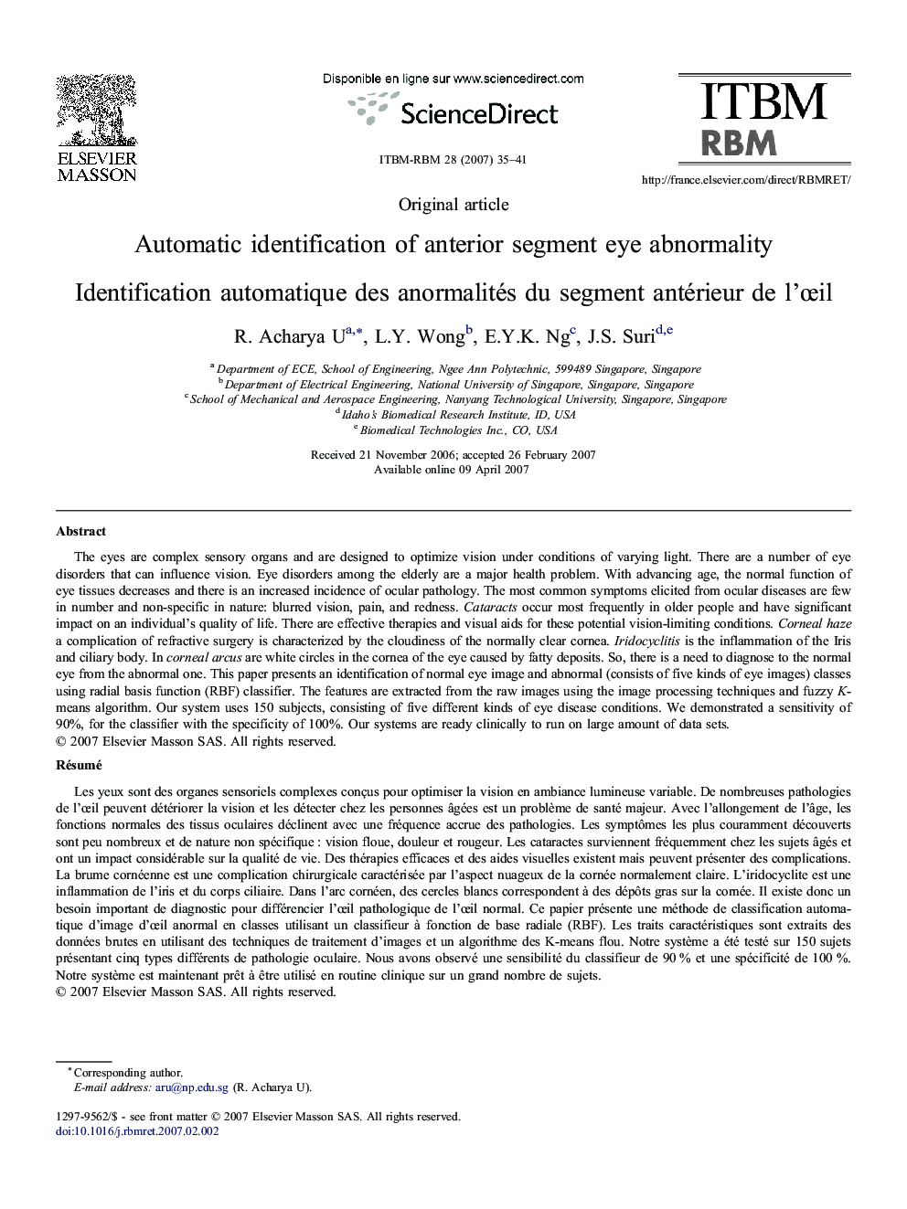 Automatic identification of anterior segment eye abnormality