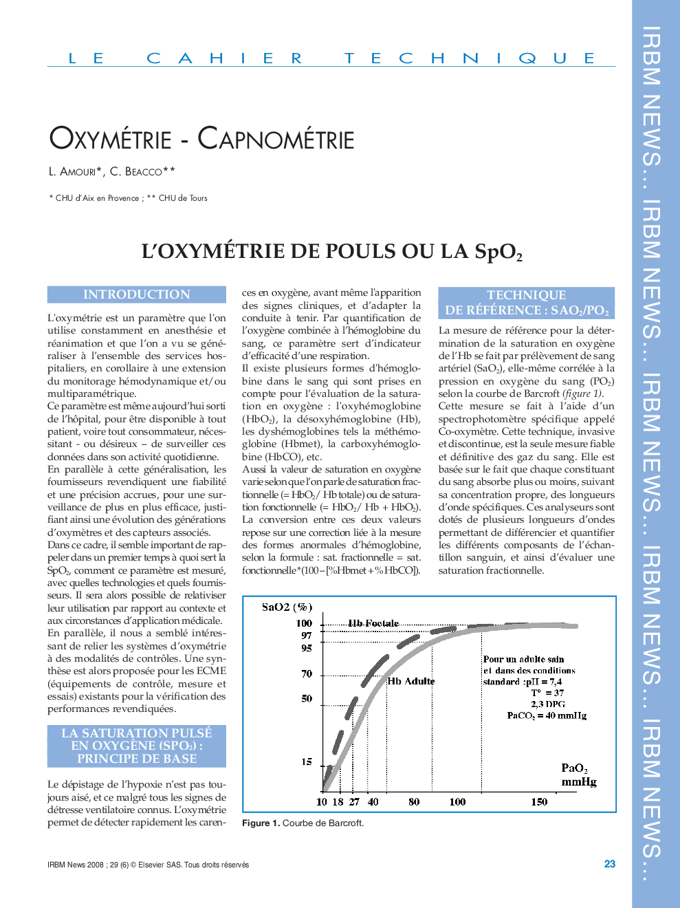 Oxymétrie - Capnométrie: L'oxymétrie de pouls ou la SpO2