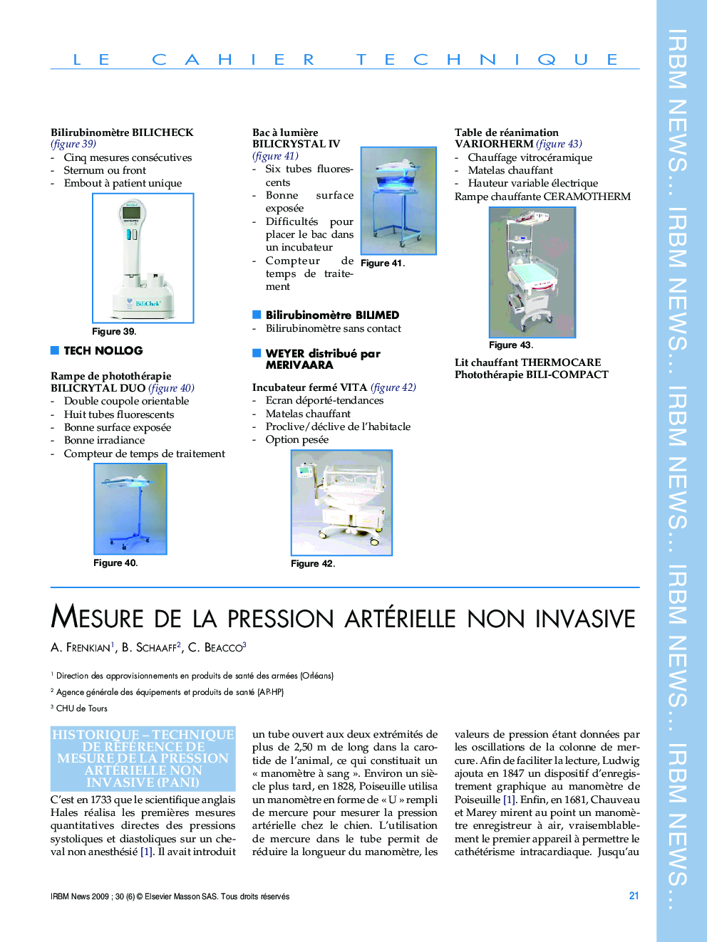 عکس صفحه اول مقاله: Mesure de la pression artérielle non invasive Mesure de la pression artérielle non invasive