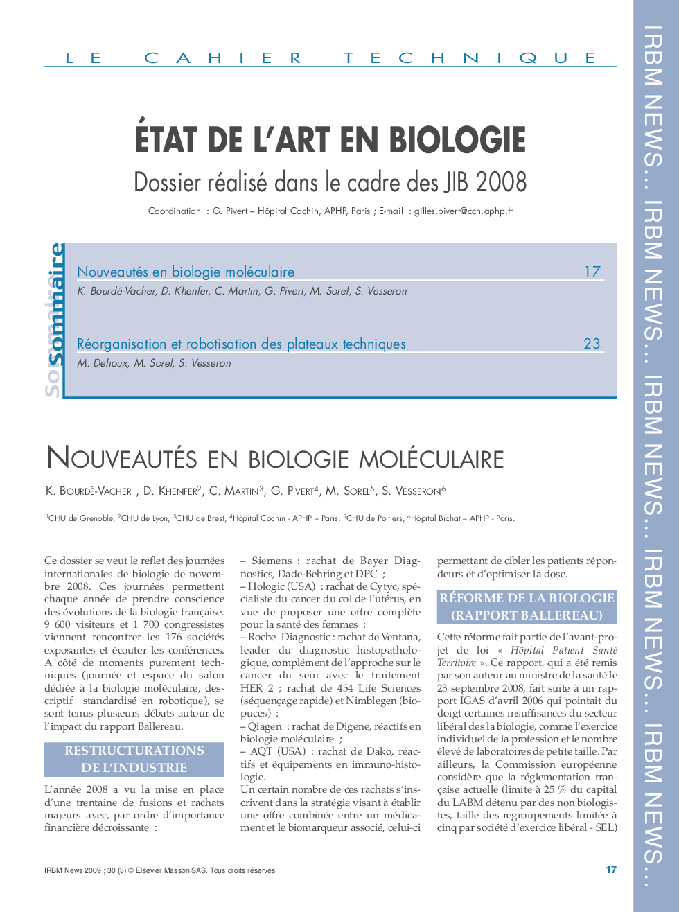 Nouveautés en biologie moléculaire