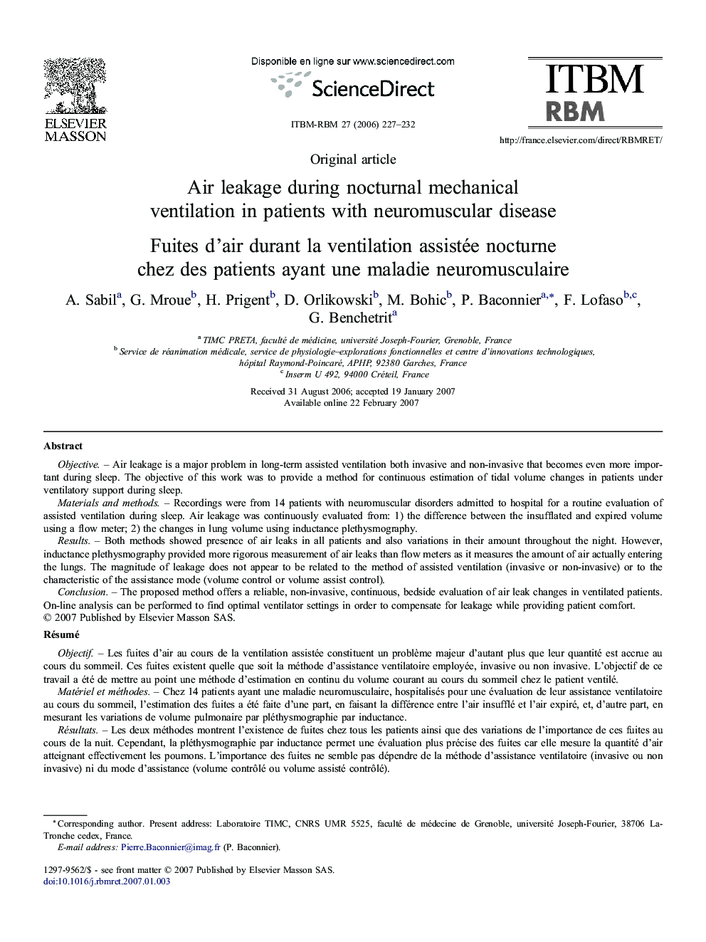 Air leakage during nocturnal mechanical ventilation in patients with neuromuscular disease