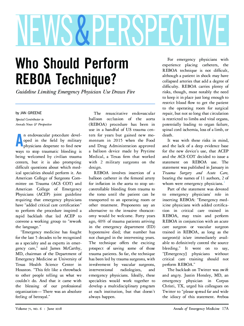 Who Should Perform REBOA Technique?