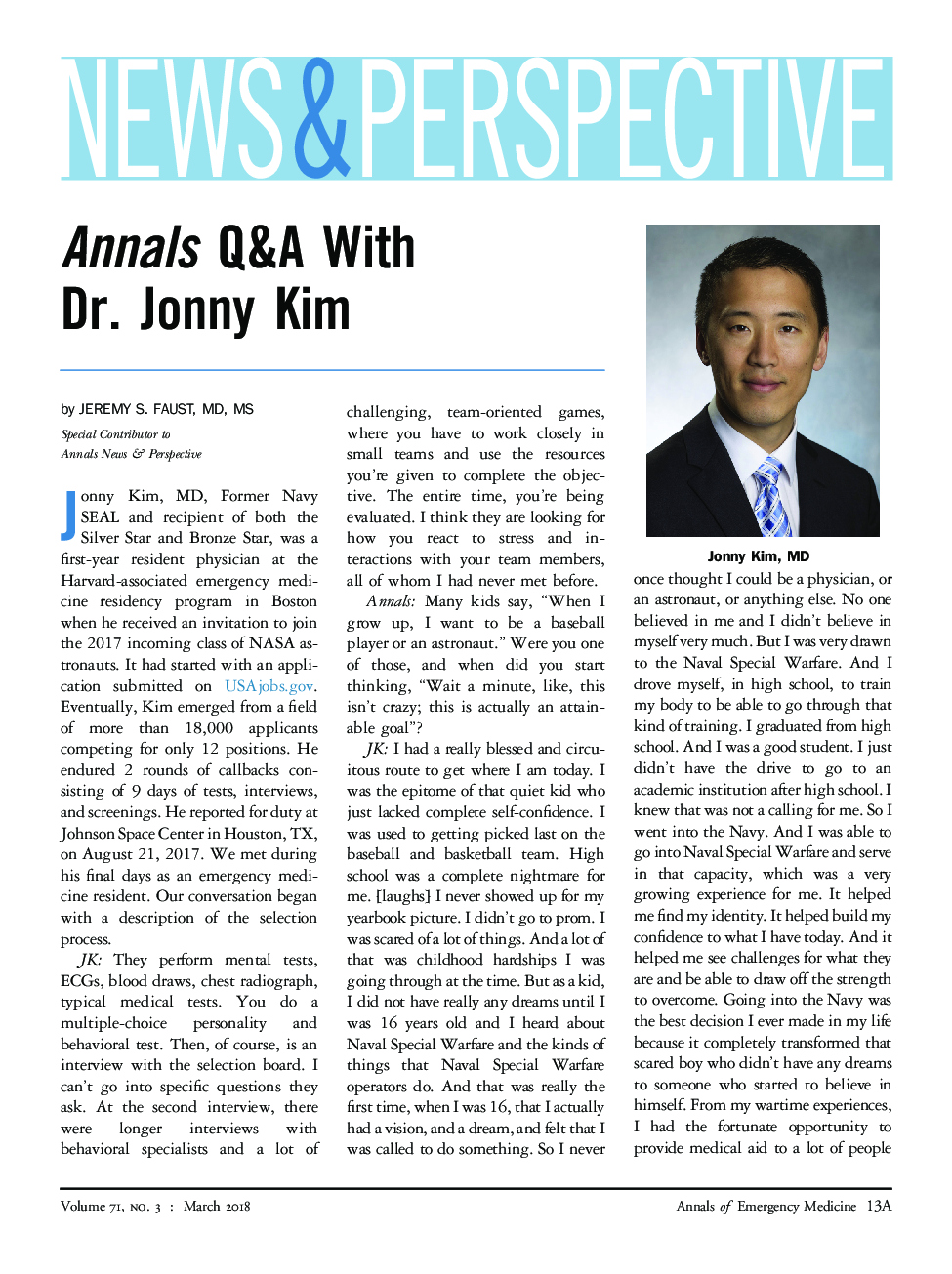 Annals Q&A With Dr.Â Jonny Kim
