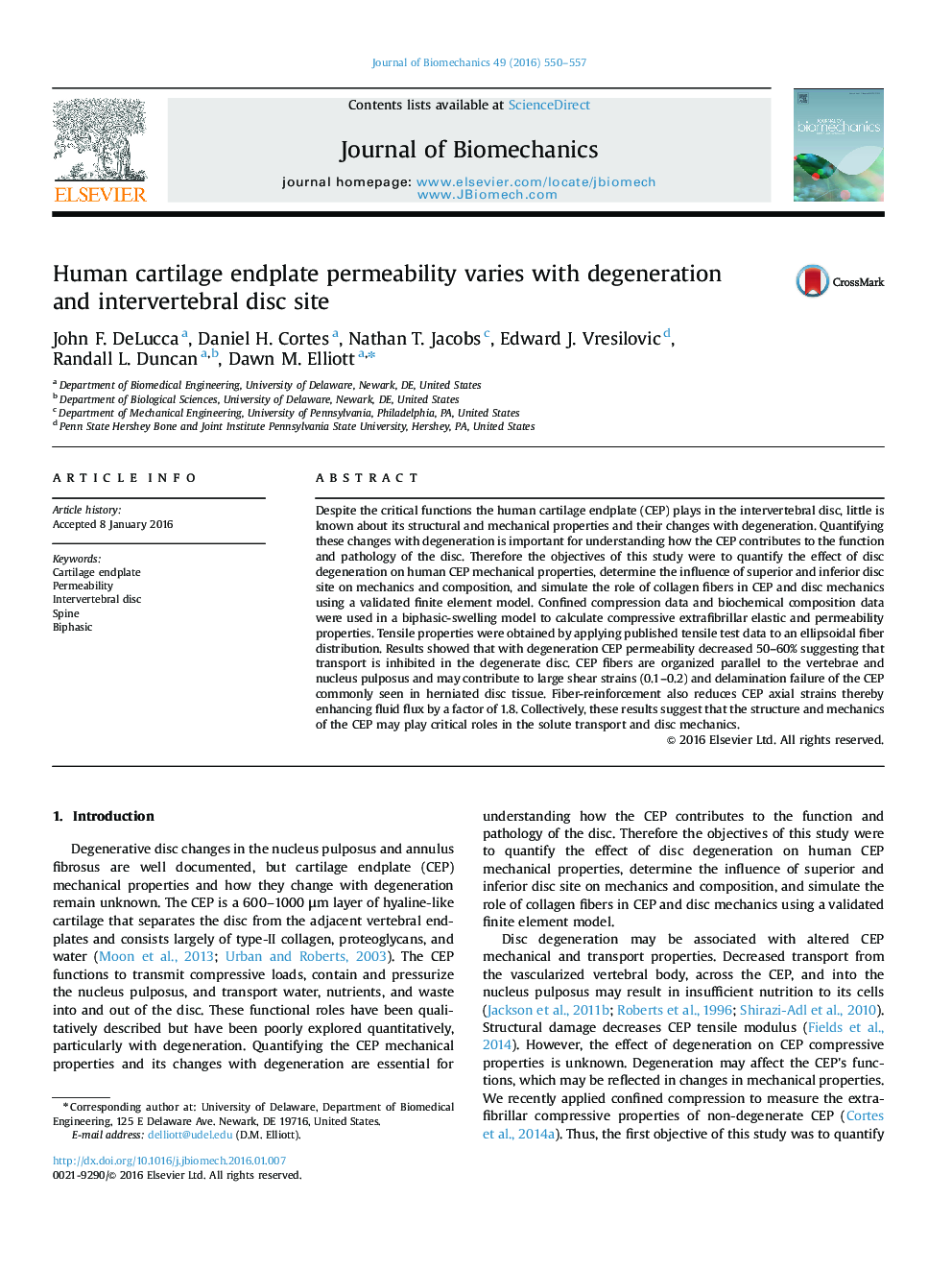 Human cartilage endplate permeability varies with degeneration and intervertebral disc site