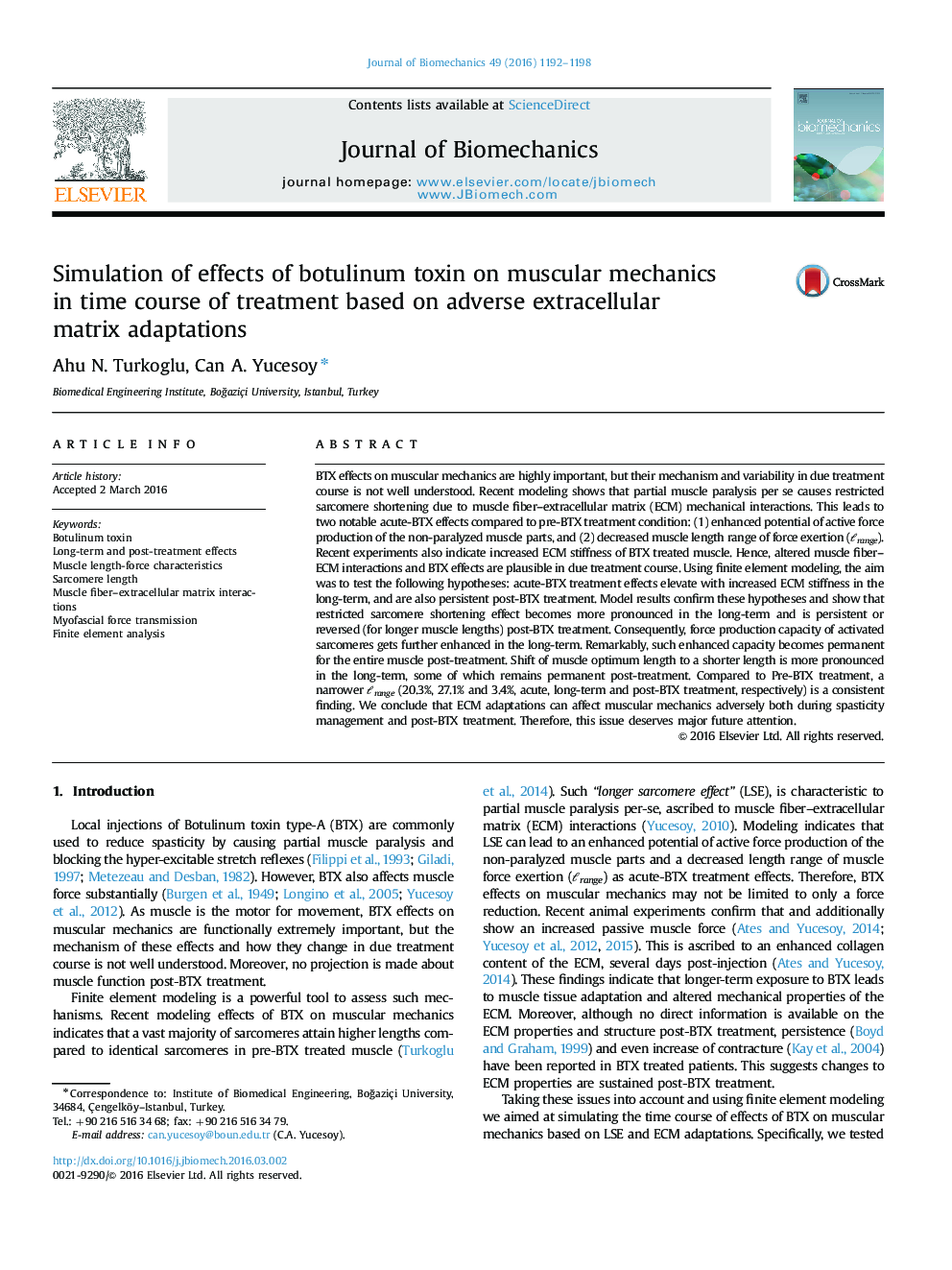 شبیه سازی اثرات سم بوتولینوم بر مکانیک عضلانی در دوره درمان مبتنی بر سازگاری ماتریکس های غیر سلولی 