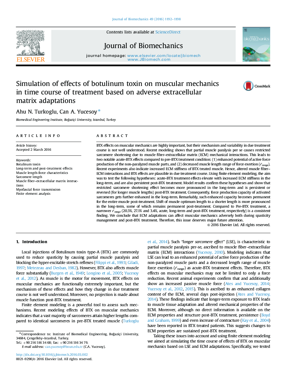 Simulation of effects of botulinum toxin on muscular mechanics in time course of treatment based on adverse extracellular matrix adaptations