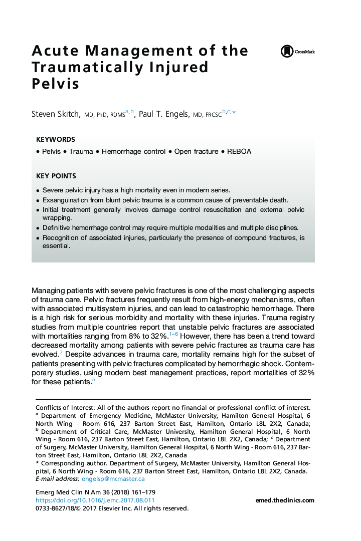 Acute Management of the Traumatically Injured Pelvis