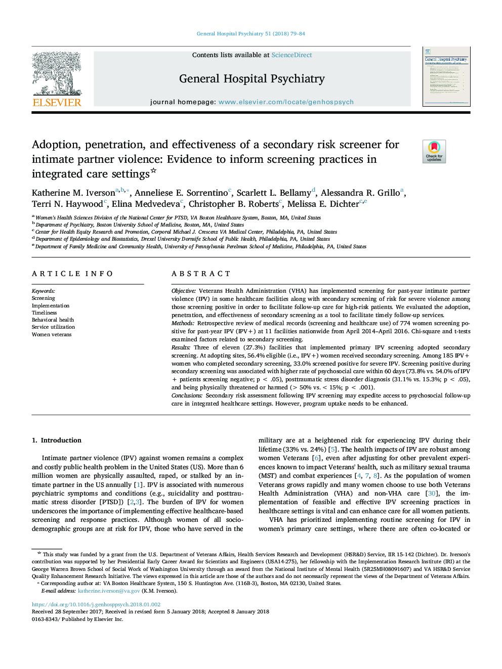 Adoption, penetration, and effectiveness of a secondary risk screener for intimate partner violence: Evidence to inform screening practices in integrated care settings