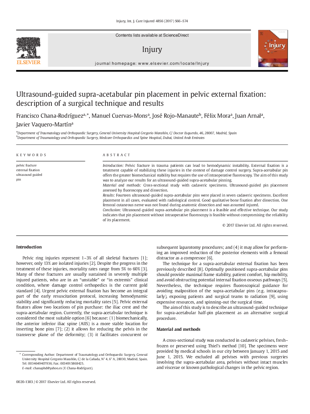 Ultrasound-guided supra-acetabular pin placement in pelvic external fixation: description of a surgical technique and results