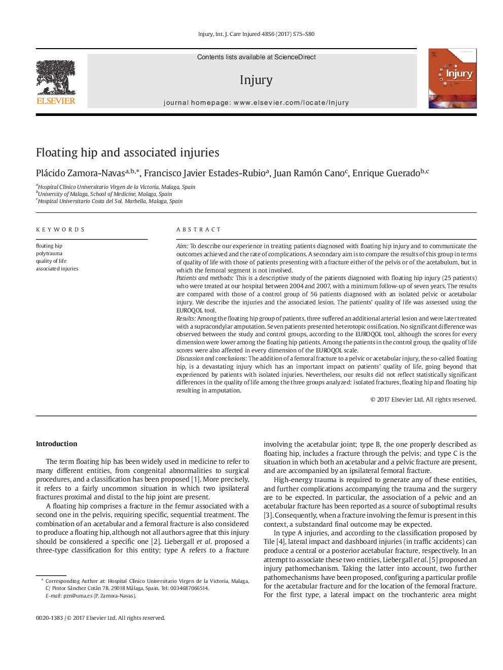 Floating hip and associated injuries