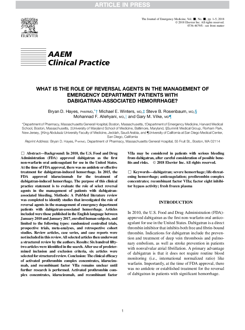 نقش نمایندگان معکوس در مدیریت بیماران گروه اورژانس با خونریزی مرتبط با دایتگریان چیست؟ 