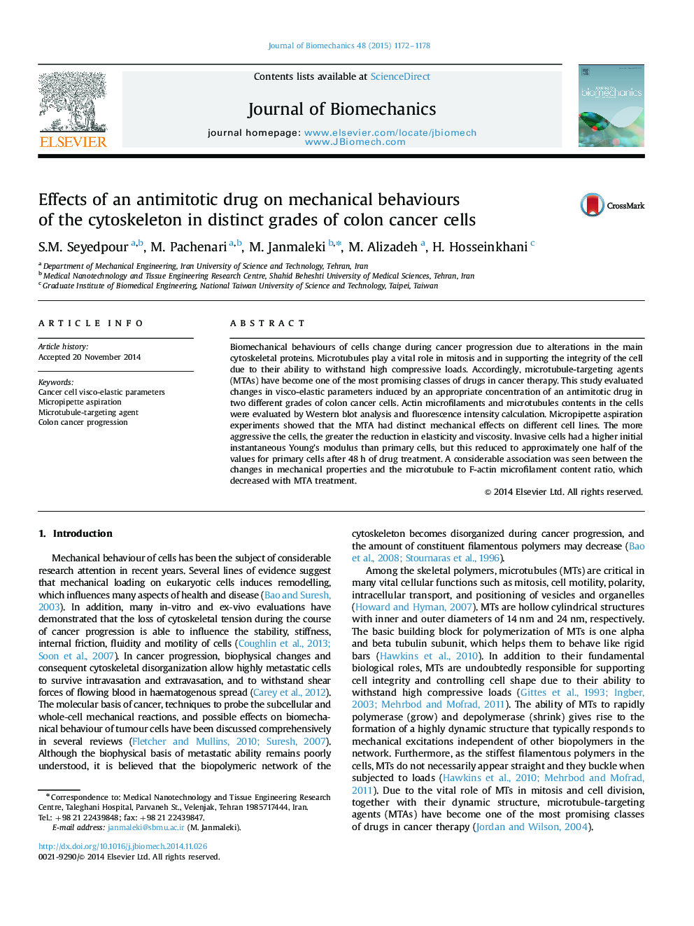 Effects of an antimitotic drug on mechanical behaviours of the cytoskeleton in distinct grades of colon cancer cells