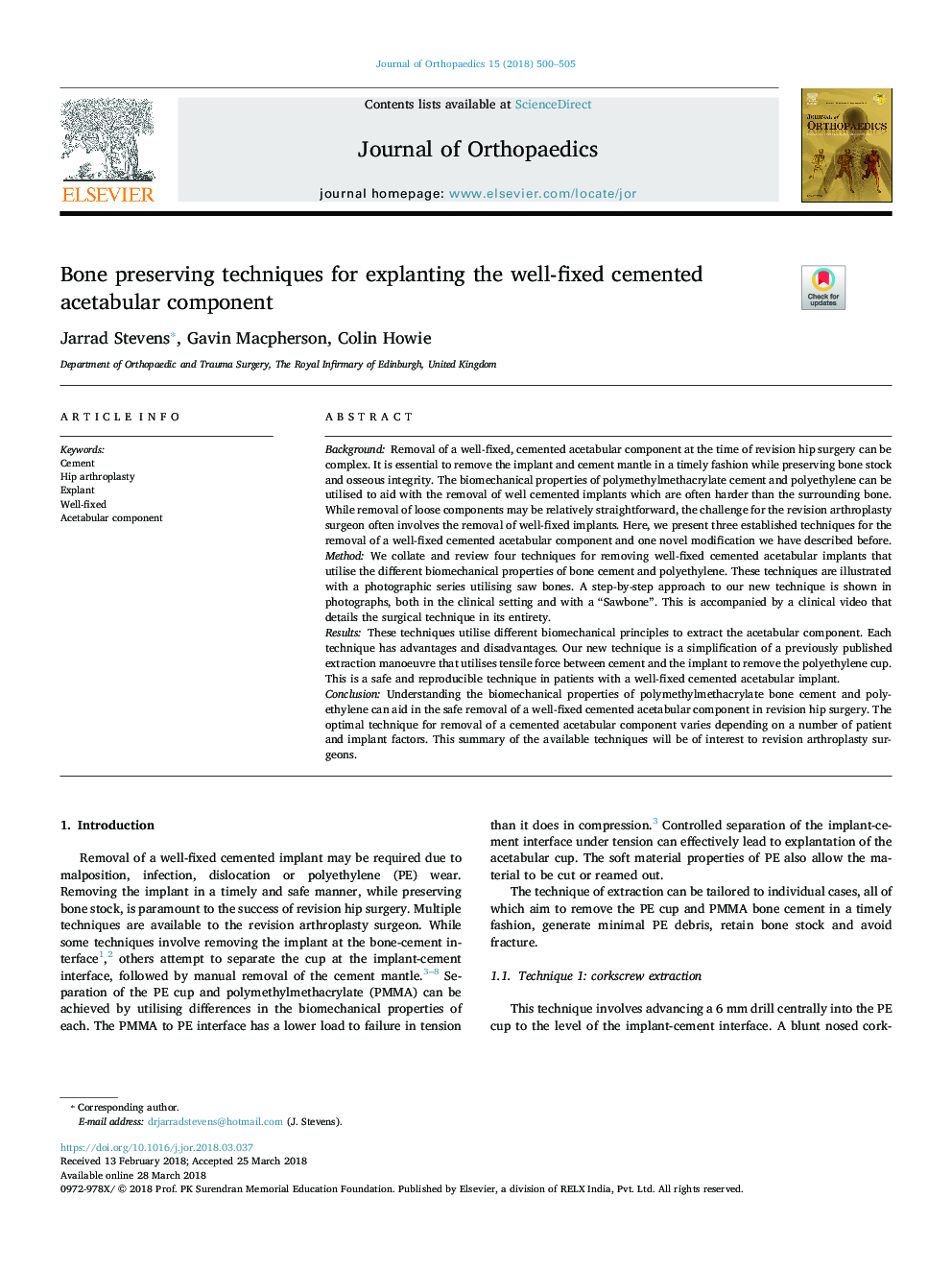 Bone preserving techniques for explanting the well-fixed cemented acetabular component