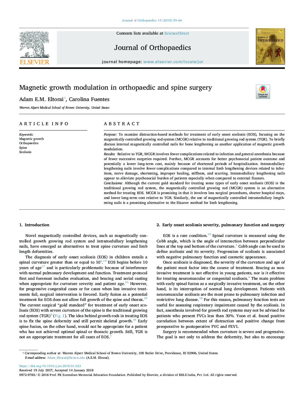 Magnetic growth modulation in orthopaedic and spine surgery