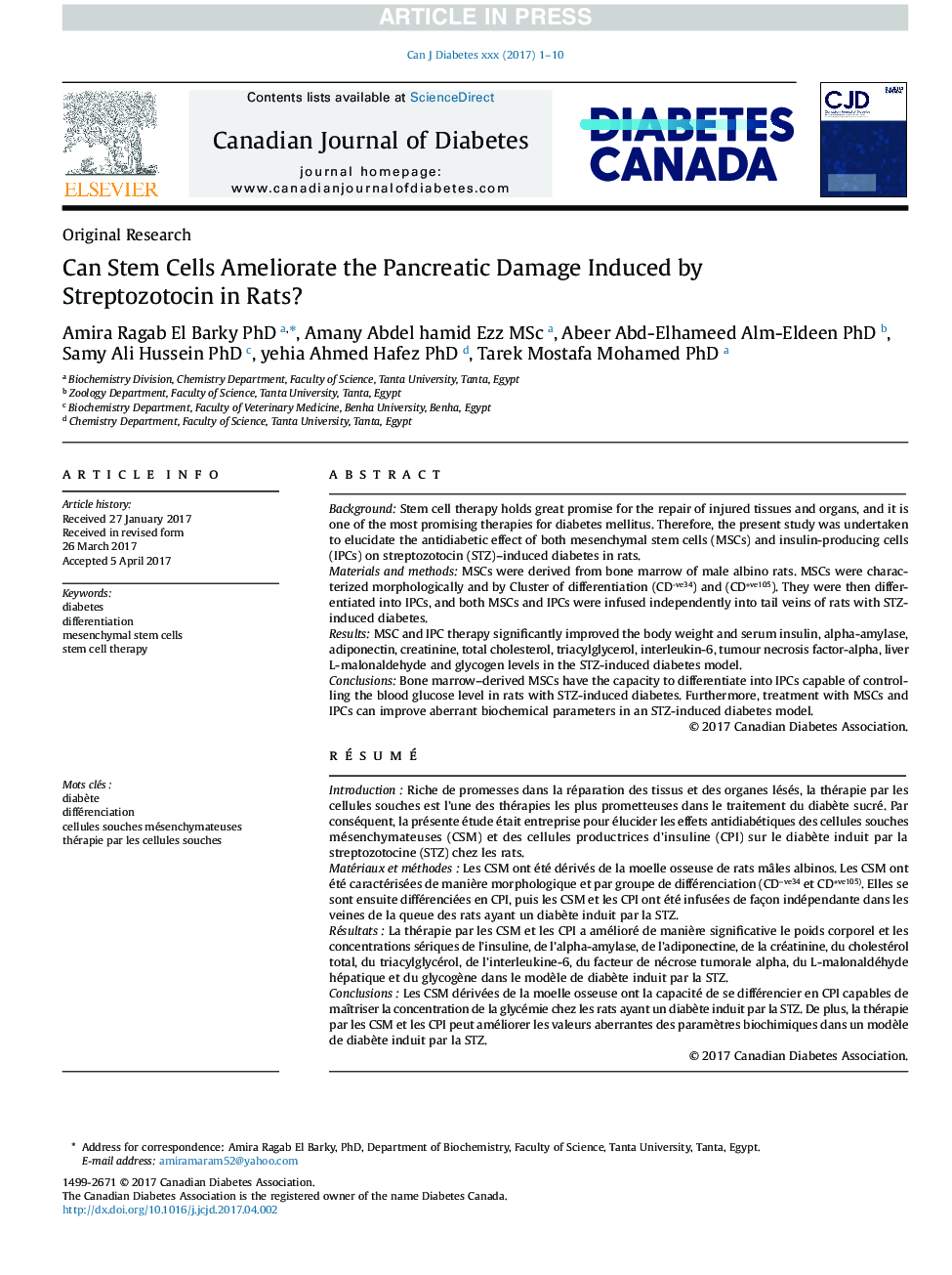 Can Stem Cells Ameliorate the Pancreatic Damage Induced by Streptozotocin in Rats?